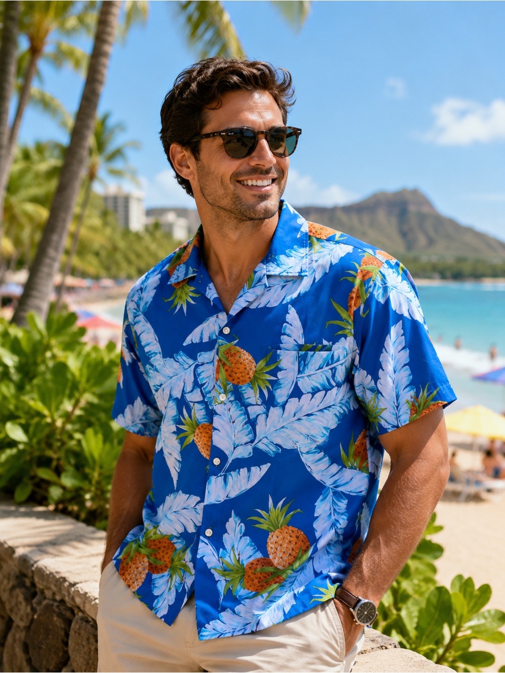 HOOKANO Vintage 1950s Hawaiian Pineapple Shirt XL